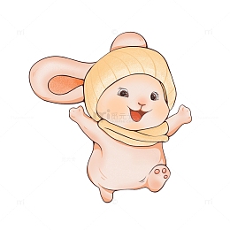 粉色可爱戴帽子小兔子手绘图