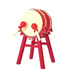 红色立体3D开门大吉敲锣打鼓
