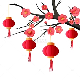 喜庆梅花灯笼元素