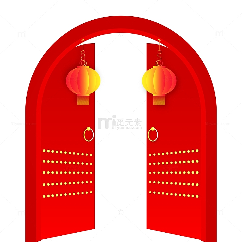 开门红红色大门矢量装饰元素