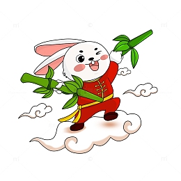 兔年春节贺岁兔步青云步步高卡通手绘图