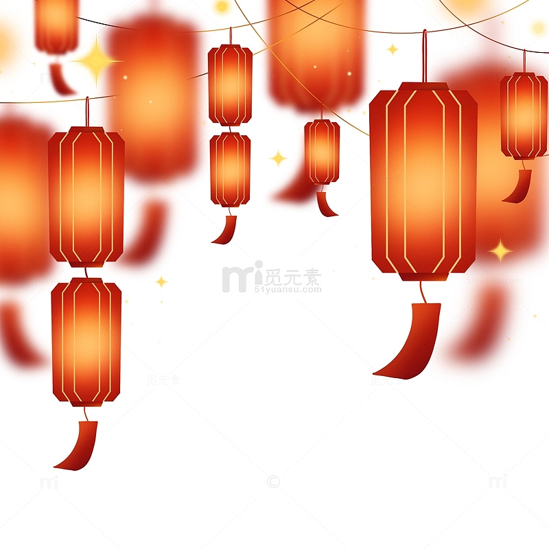 兔年新年春节除夕红色中国风灯笼孔明灯