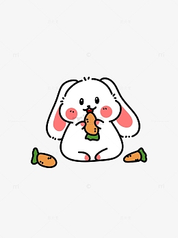 可爱兔子吃胡萝卜素材