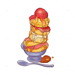 红色甜品甜甜圈美食手绘图