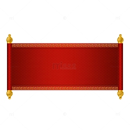 红色开门红卷轴边框