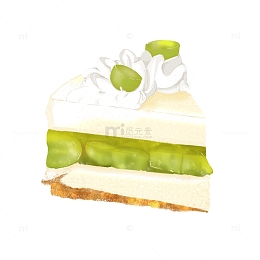 绿色手绘食物葡萄奶油蛋糕