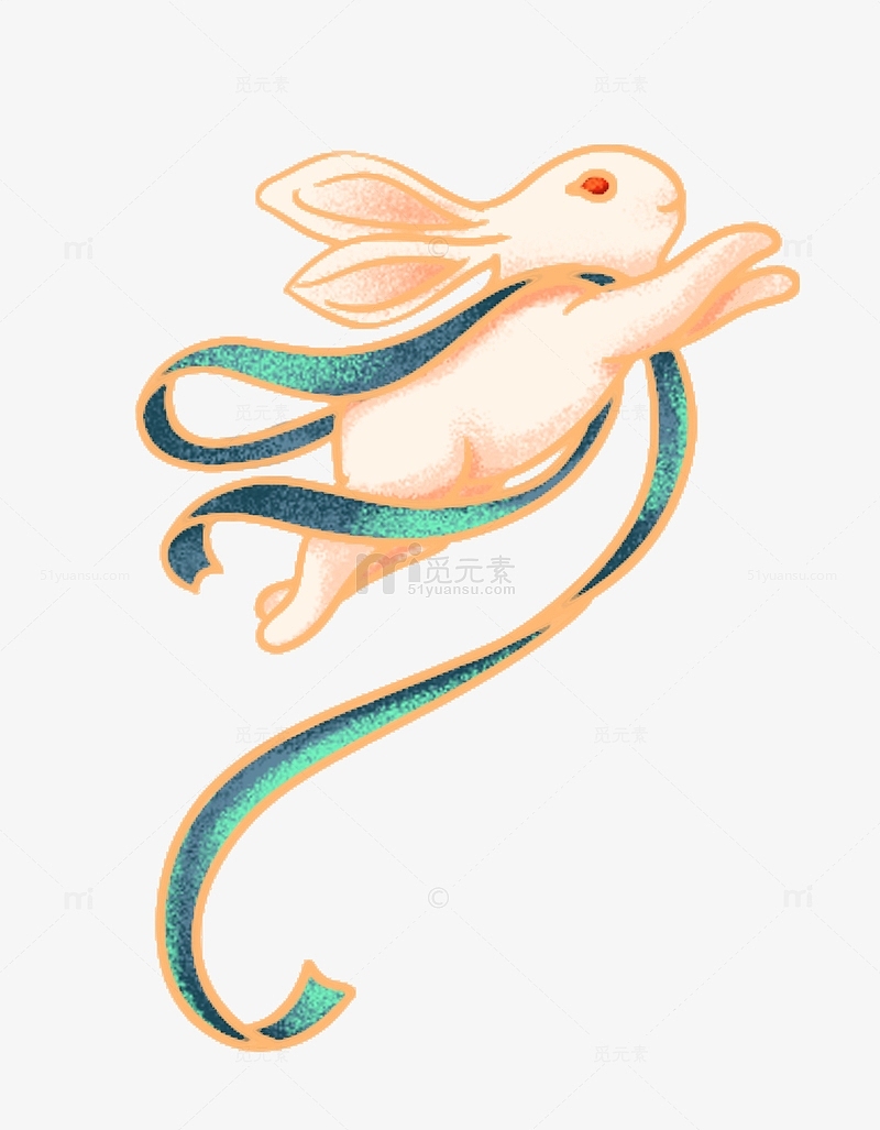 白色春节兔子兔年玉兔手绘国风