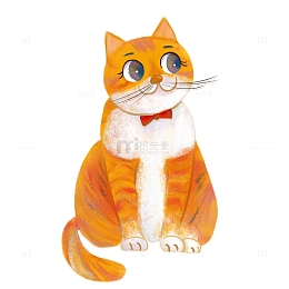 黄色扁平风卡通可爱小猫手绘元素