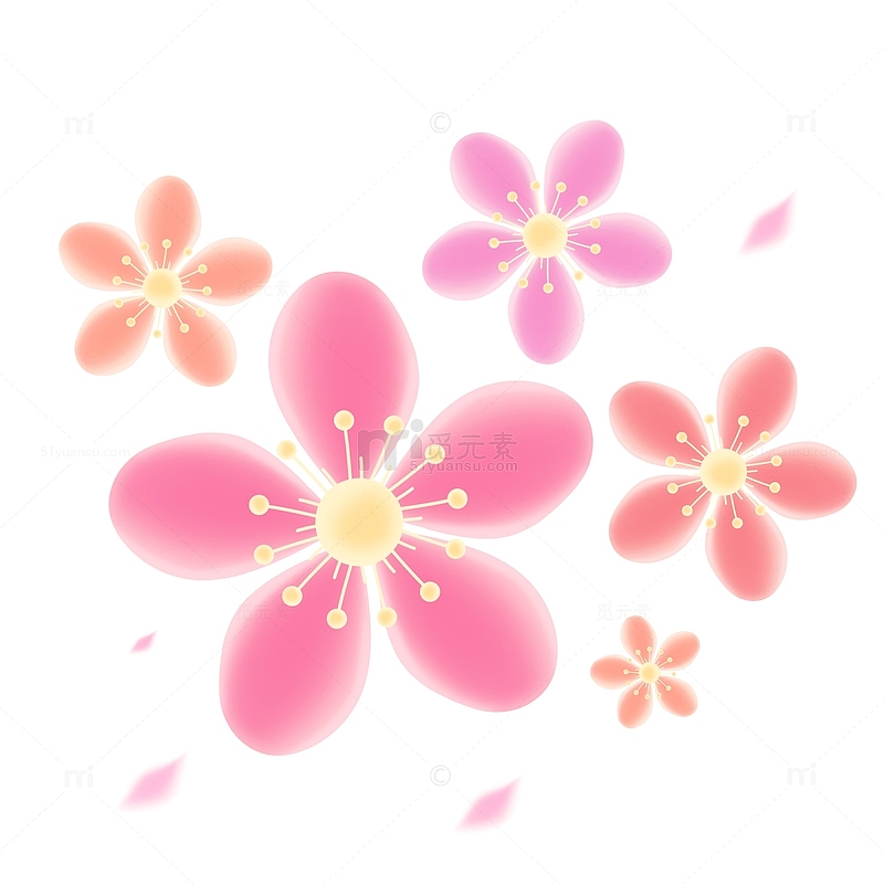 粉色小清新春天暖色樱花装饰元素
