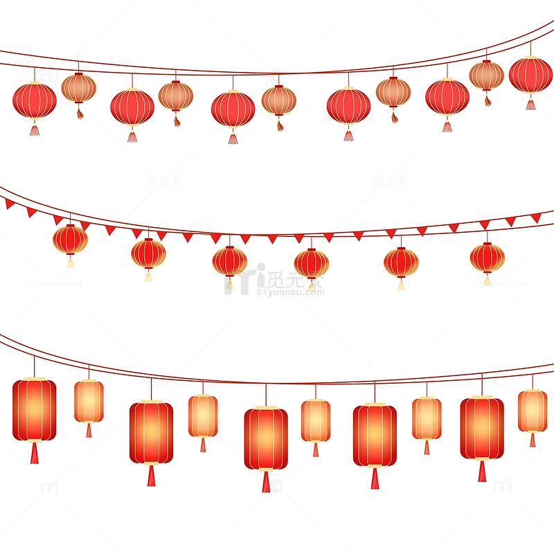 红色喜庆春节过年灯笼挂饰彩带挂灯笼