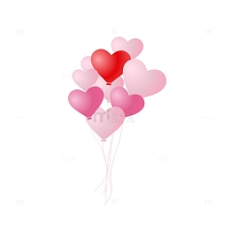 粉色矢量心形气球