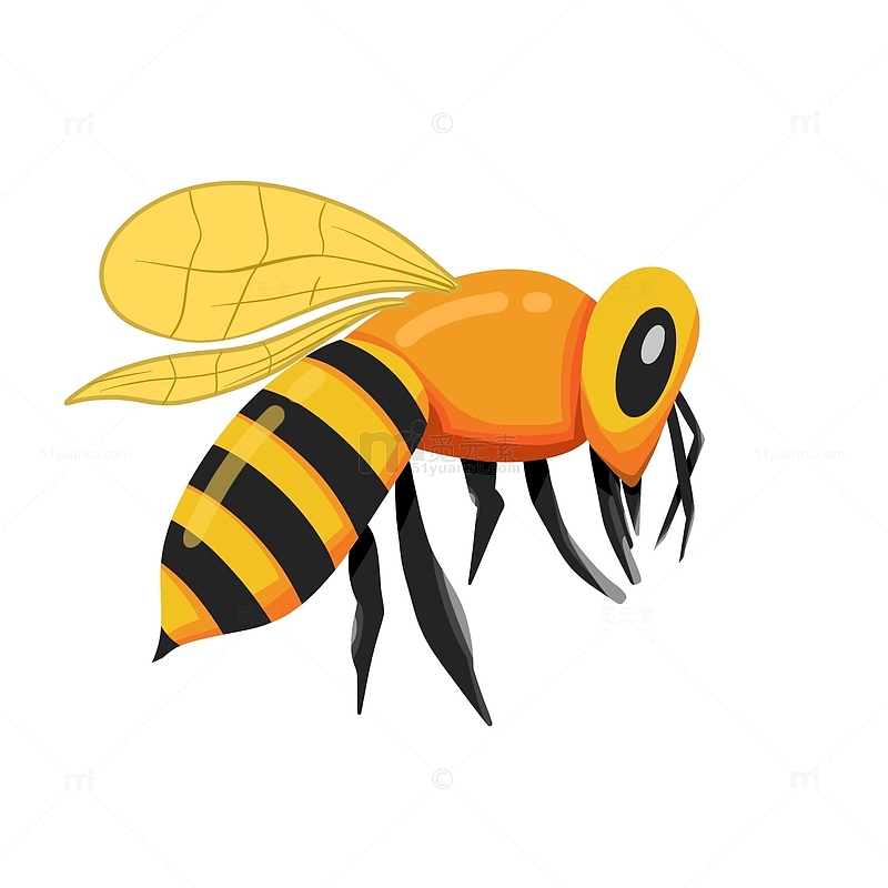 黄色小蜜蜂手绘插画春天昆虫元素