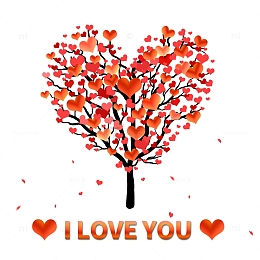 情人节红色渐变爱情树