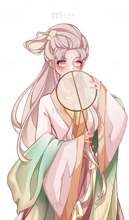 二次元执扇古风美女图