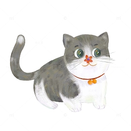 灰色卡通可爱动物猫咪手绘元素