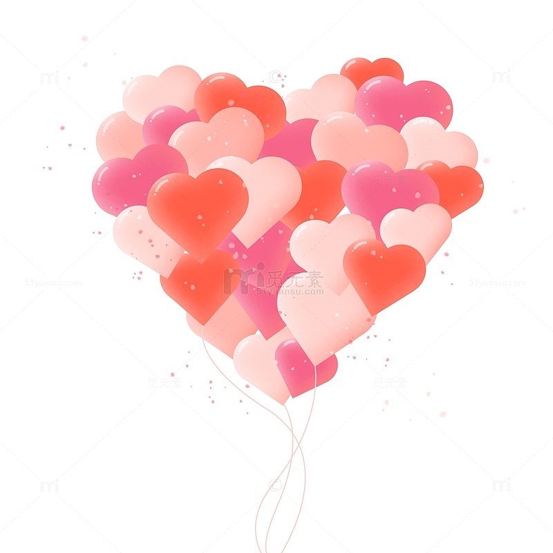粉色情人节浪漫爱心气球元素