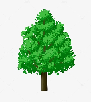 绿色清新树木植物手绘插画元素