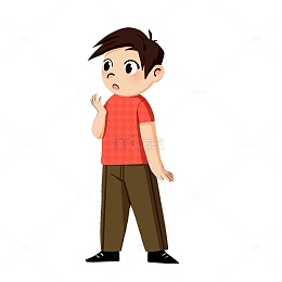 红衣扁平风惊讶小男孩卡通手绘开学