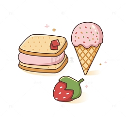 卡通甜点冰淇淋夹心饼干草莓