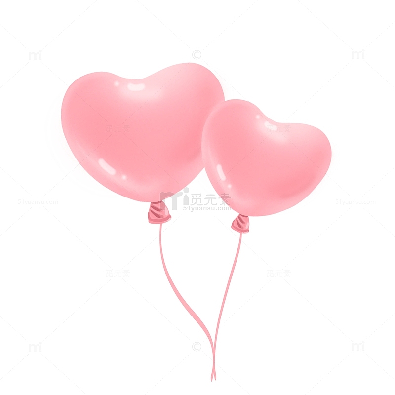 粉色卡通爱心气球情人节手绘图