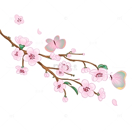 桃花春天立春迎春手绘元素图