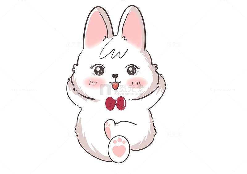白色小可爱兔子卡通手绘插画图