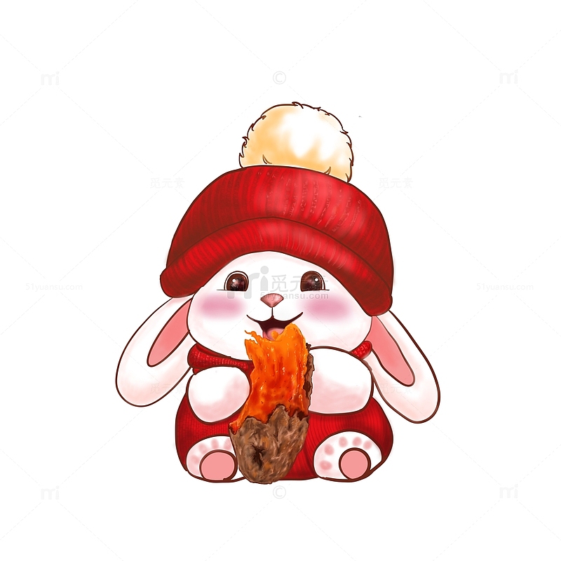 红色蜜薯兔手绘图