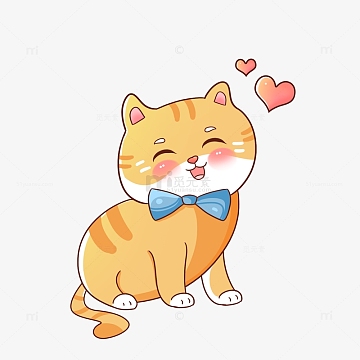 黄色可爱卡通猫元素