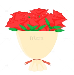 小清新情人节玫瑰花手捧花手绘矢量