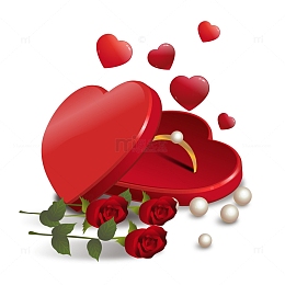 红色创意立体心形情人节礼盒玫瑰