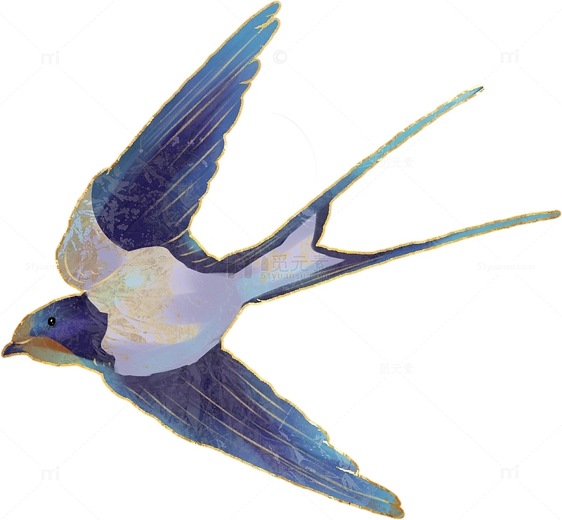 春天季节燕子飞行元素手绘图