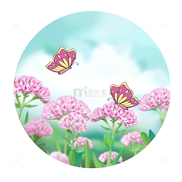 小清新春天花朵蝴蝶