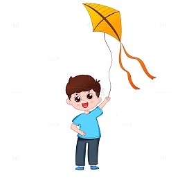 春天男孩站着放风筝免抠元素