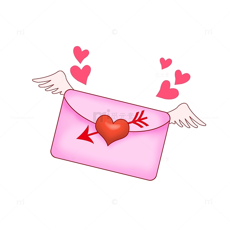 粉色可爱情人节爱心信封