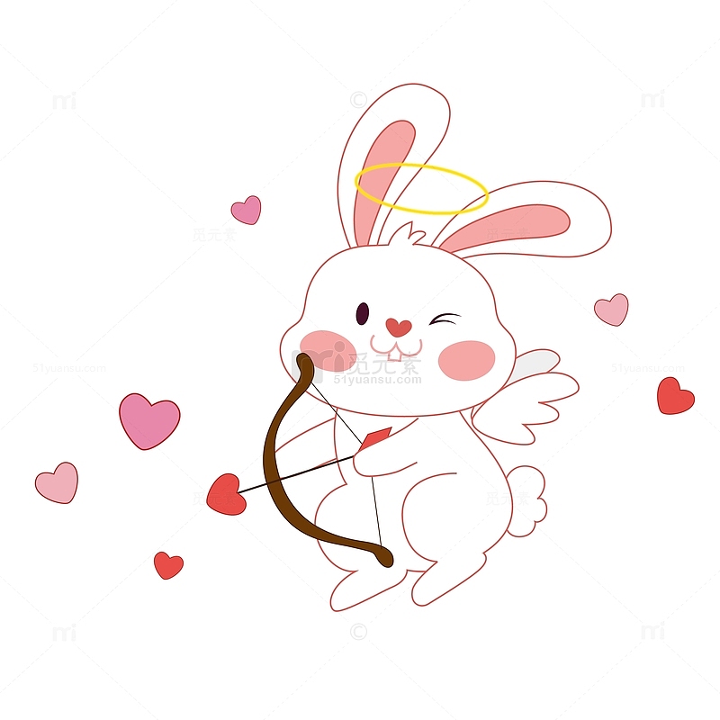 兔年情人节丘比特兔子卡通