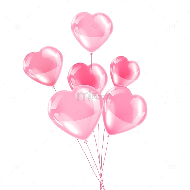粉色浪漫爱心可爱情人节气球素材