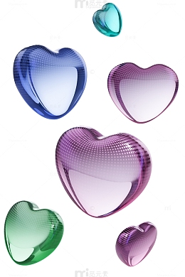 彩色3d情人节爱心浪漫漂浮水晶玻璃免扣