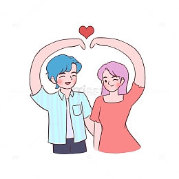情人节七夕520情侣插画手绘图