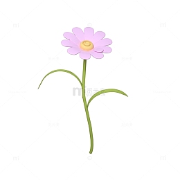 粉色3D立体花草插画花枝