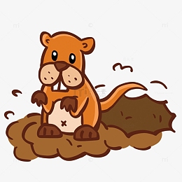 可爱打地鼠小动物卡通手绘插画土壤