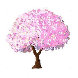 粉色小清新春季浪漫樱花树植物手绘元素