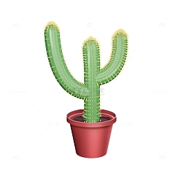 绿色春天3D仙人掌植物元素
