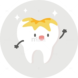 白色卡通涂氟牙齿儿童手绘图