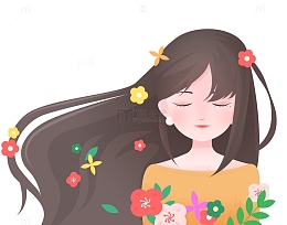 妇女节唯美手绘女生矢量元素