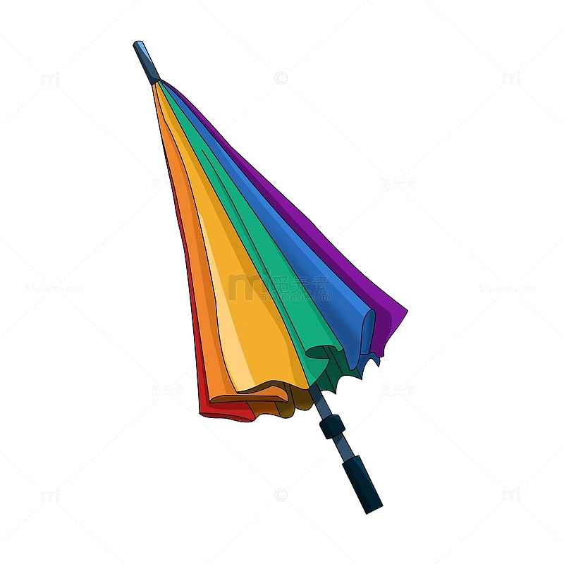 雨水节气彩虹彩色卡通雨伞雨具