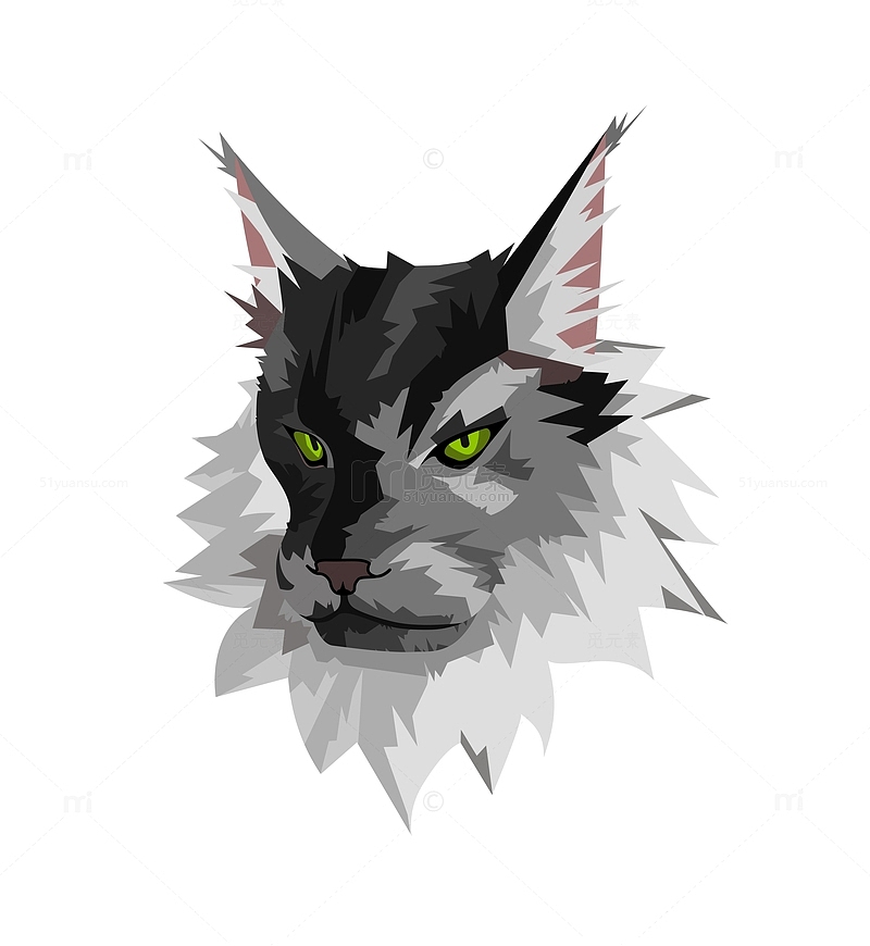 矢量黑白猫logo宠物形象标签宠物