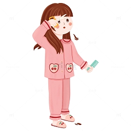 卡通小女孩剪头发粉红色龙抬头理发手绘人物