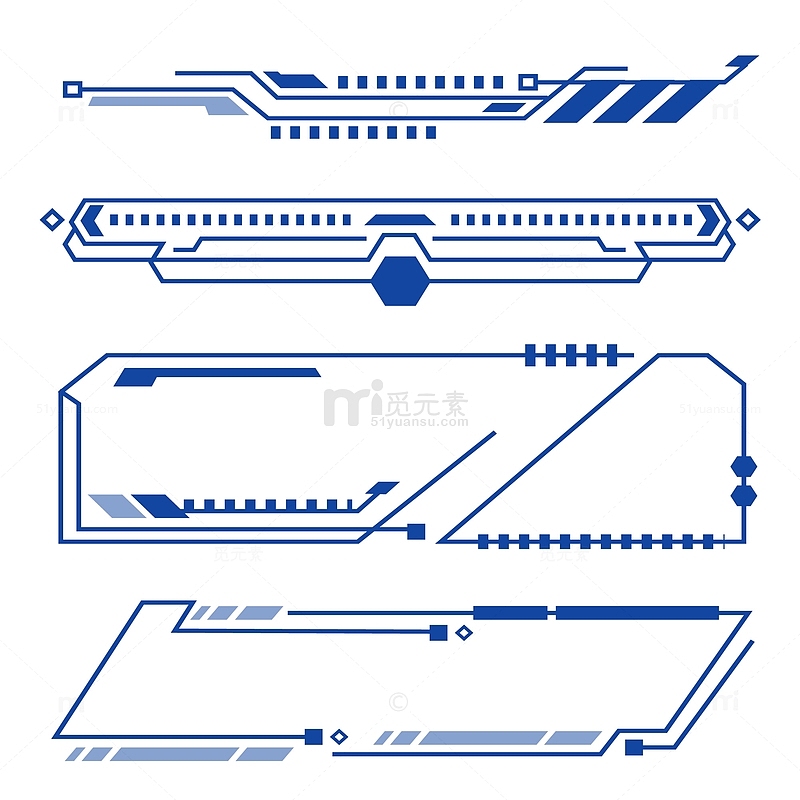 蓝色科技互联网标题边框装饰元素