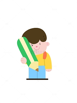 开学季卡通握铅笔男生