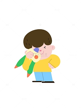 开学季卡通拿圆规男生